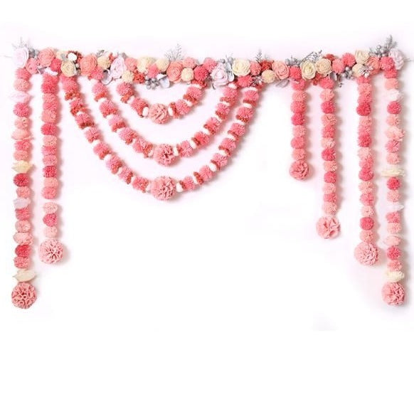 Tisya Toran pink dried flower door hanging for Diwali from The Maeva Store