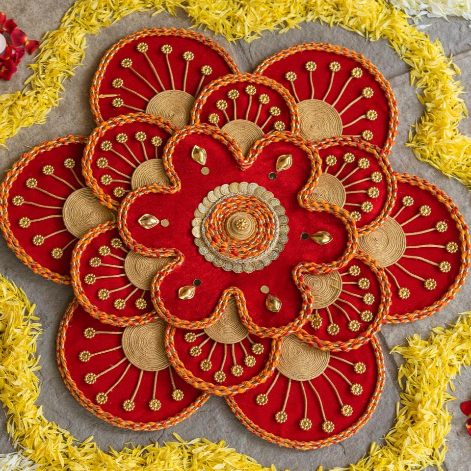 Artificial Flower Rangoli Mats: Garden-Fresh Decor for Any Occasion