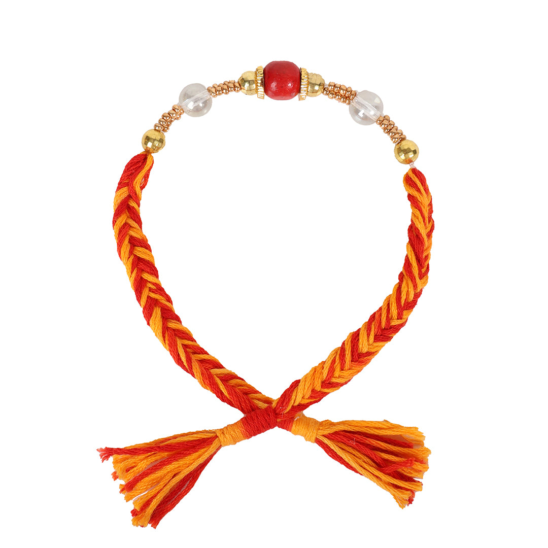 Gulbahar Red Orange Rakhi for Women (set of 3)