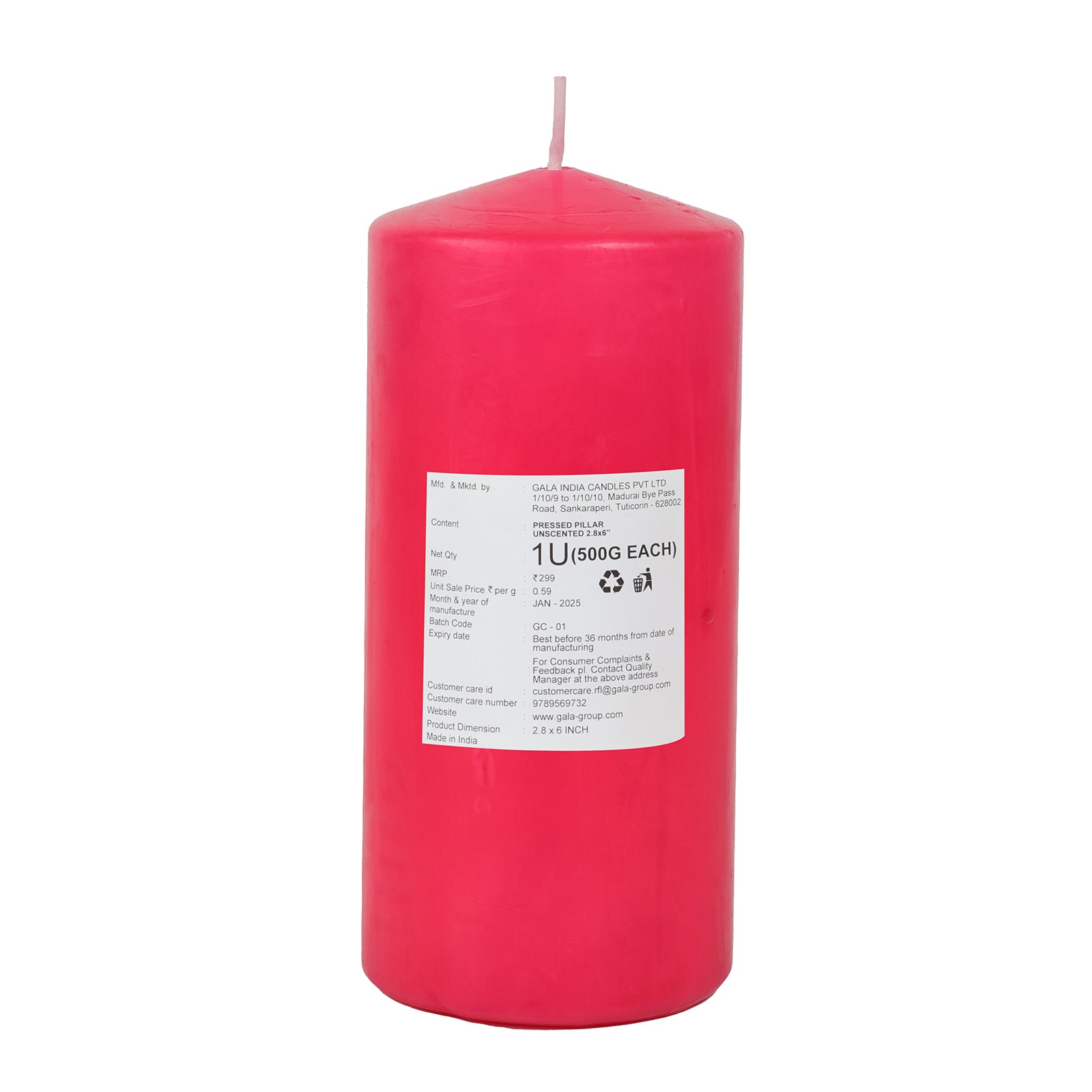 Lifescapes Pillar Candle – Small (Rose Pink)