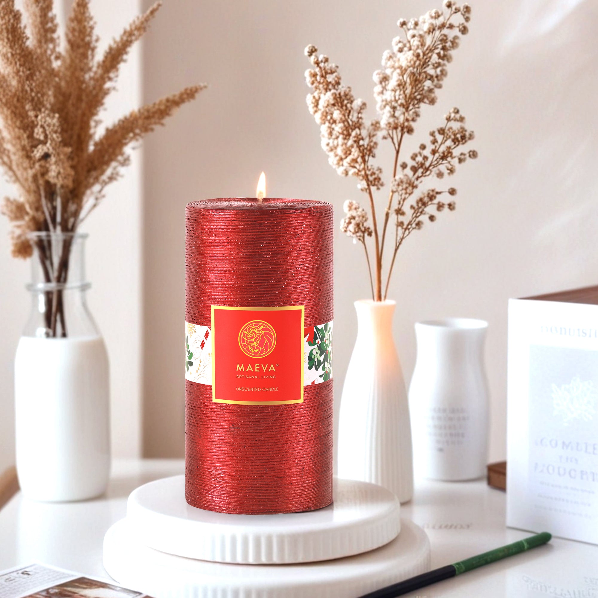 Christmas Red Pillar Candle