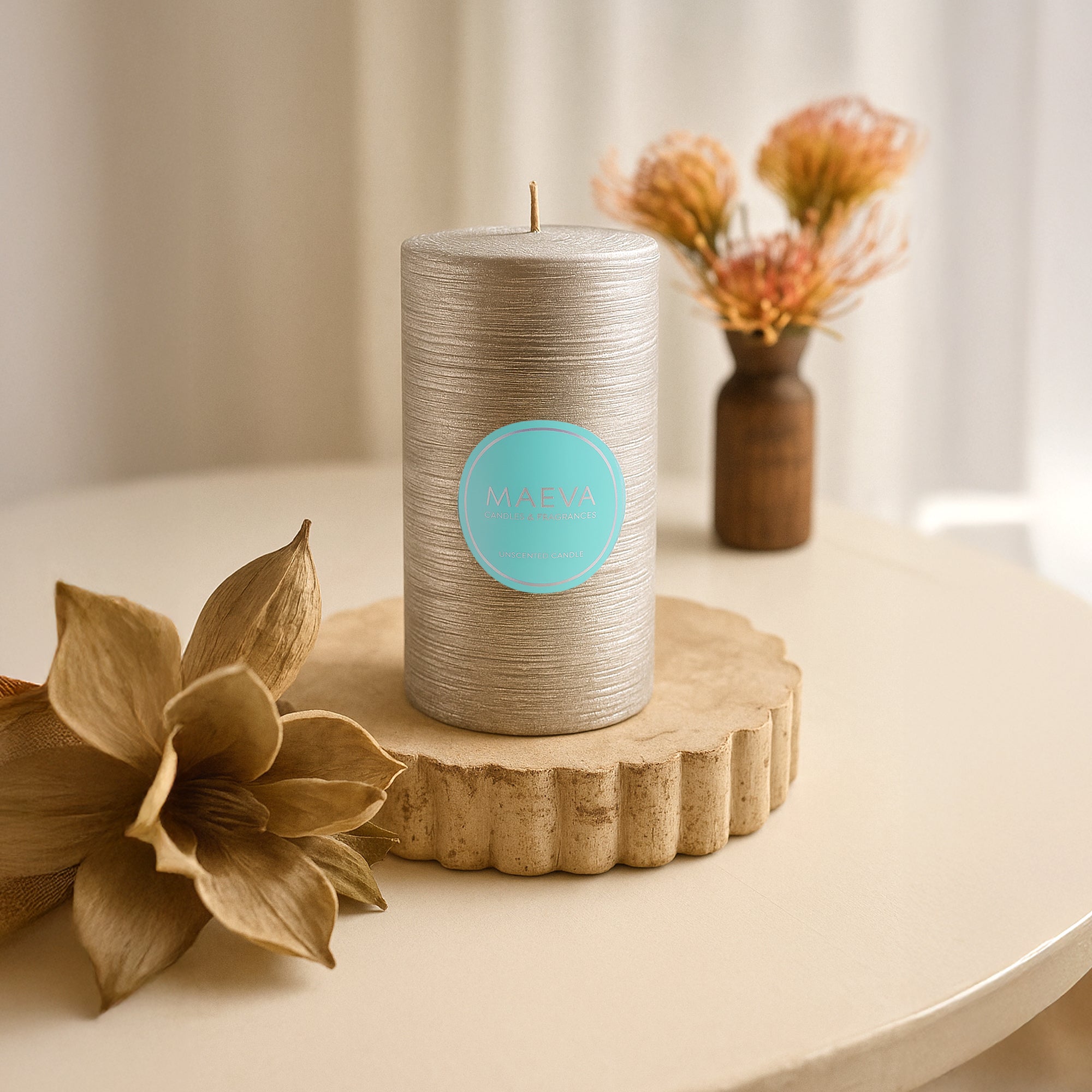 Wedding Flitter Pillar Candle - Silver