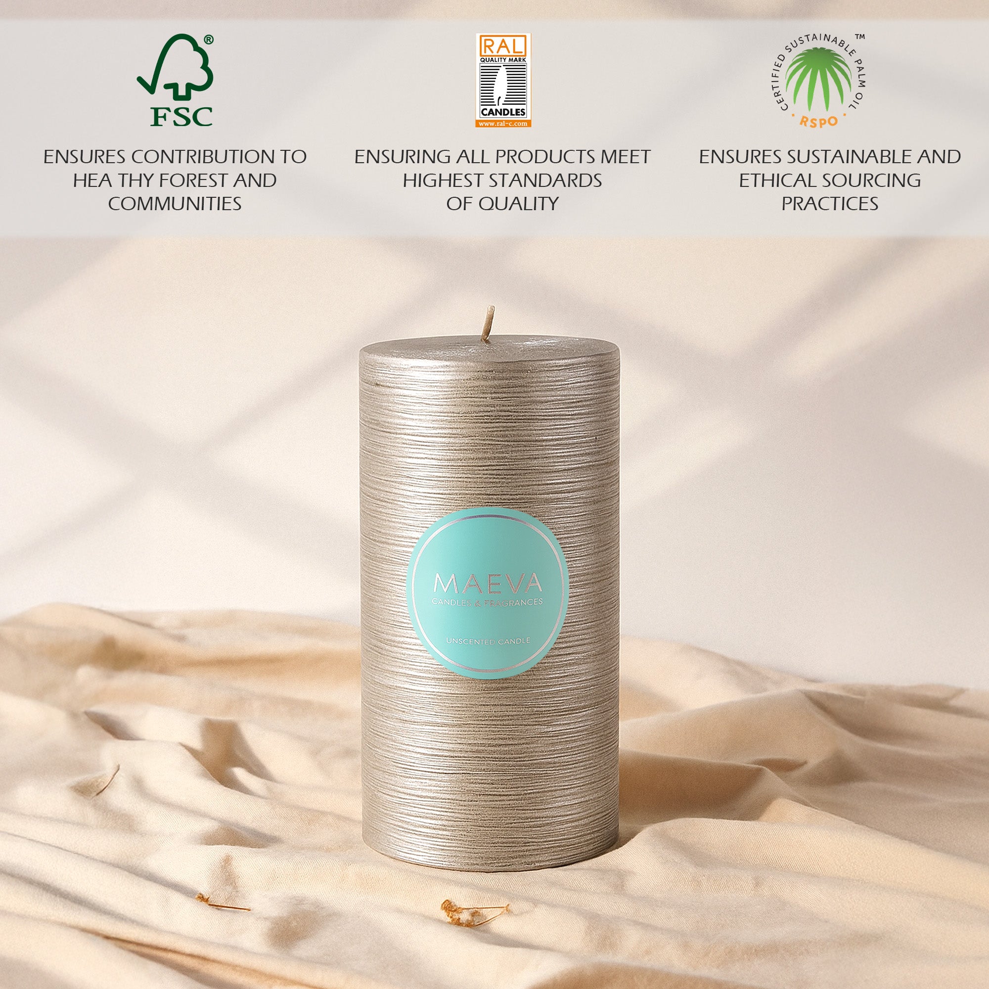 Wedding Flitter Pillar Candle - Silver