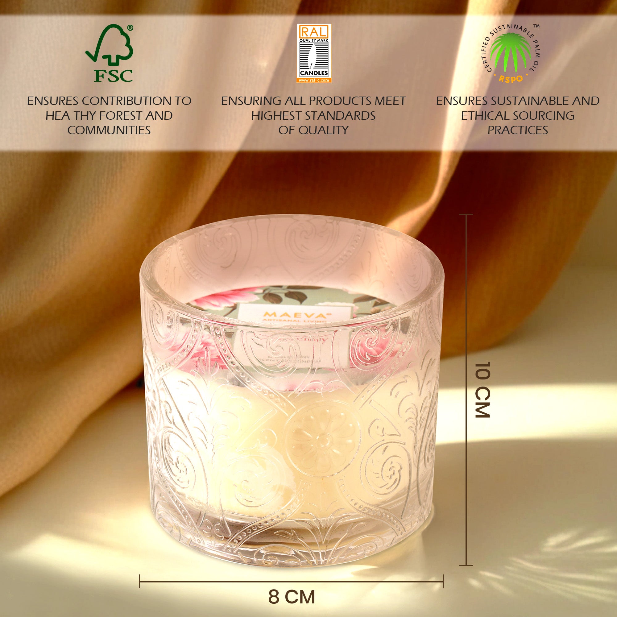 Scented Serenity Hollywood Embossed Glass 2-Wick Candle