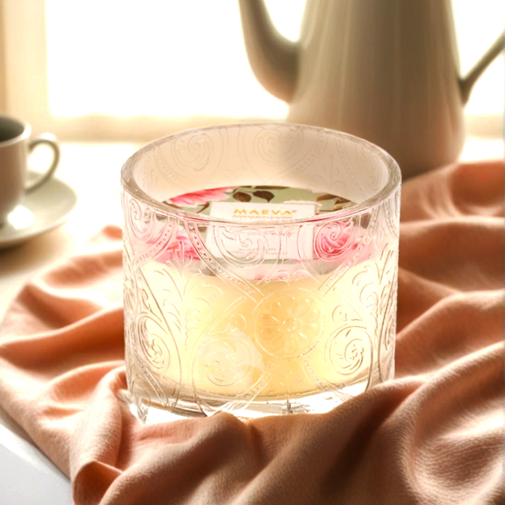 Scented Serenity Hollywood Embossed Glass 2-Wick Candle