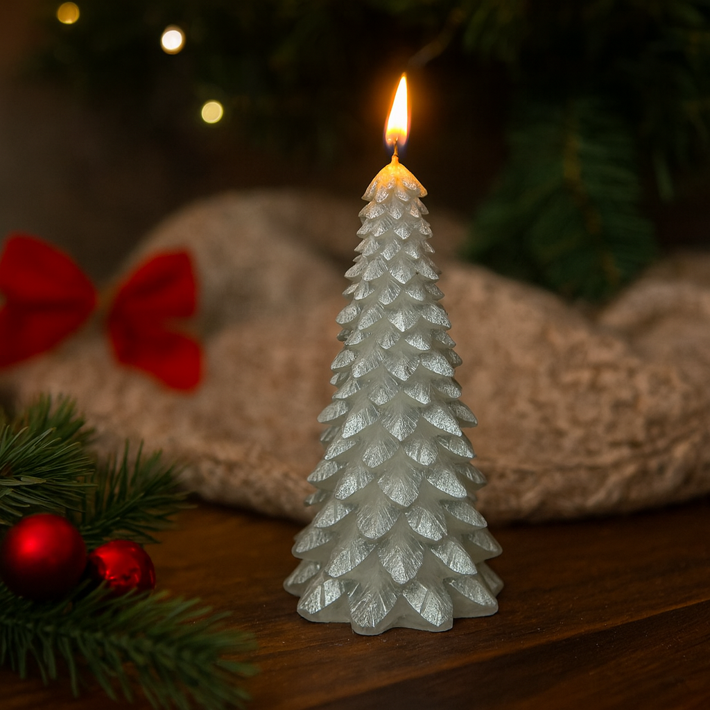 White Christmas Tree Candle