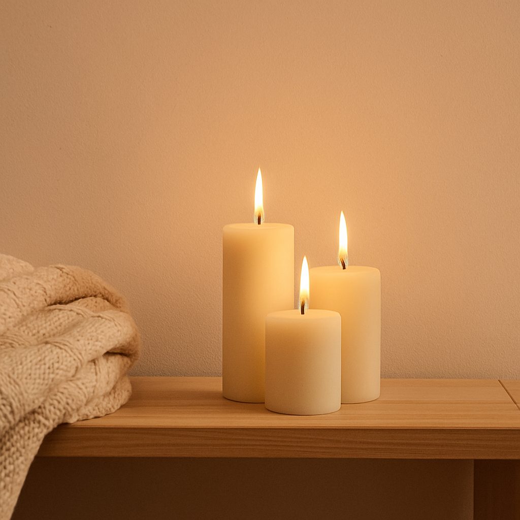 White Pillar Candle - Set of 3(BOGO)