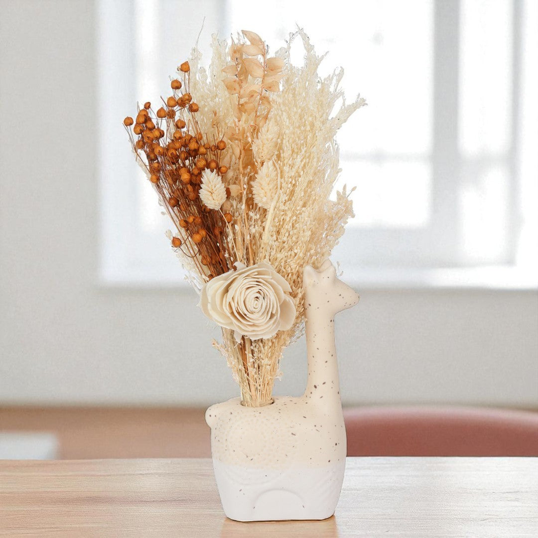 Giraffe Vase with Flowers