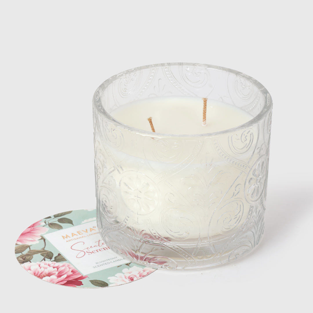 Scented Serenity Hollywood Embossed Glass 2-Wick Candle