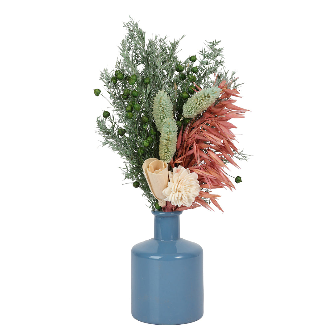 Ocean Glass Vase with Flowers