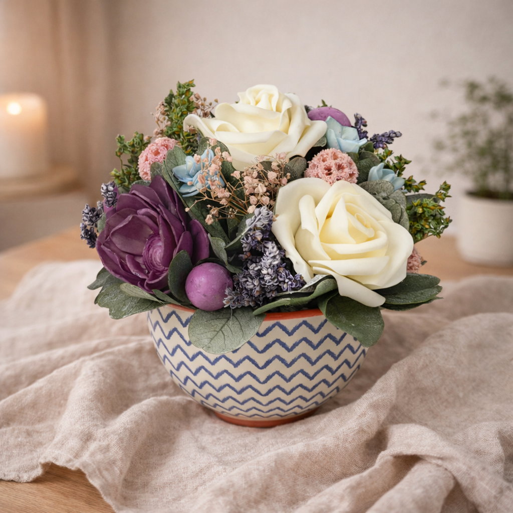 Lavender Bowl Dried Flower Arrangement