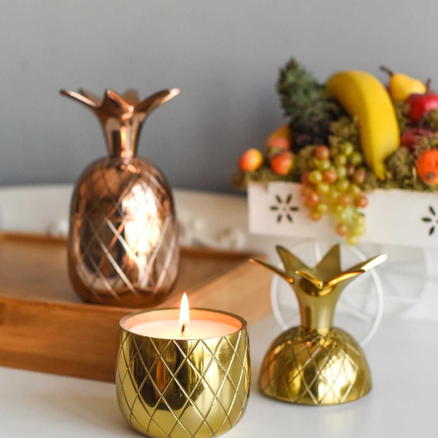 Buy Metal Fruit Candle - Pineapple Online | The Maeva Store
