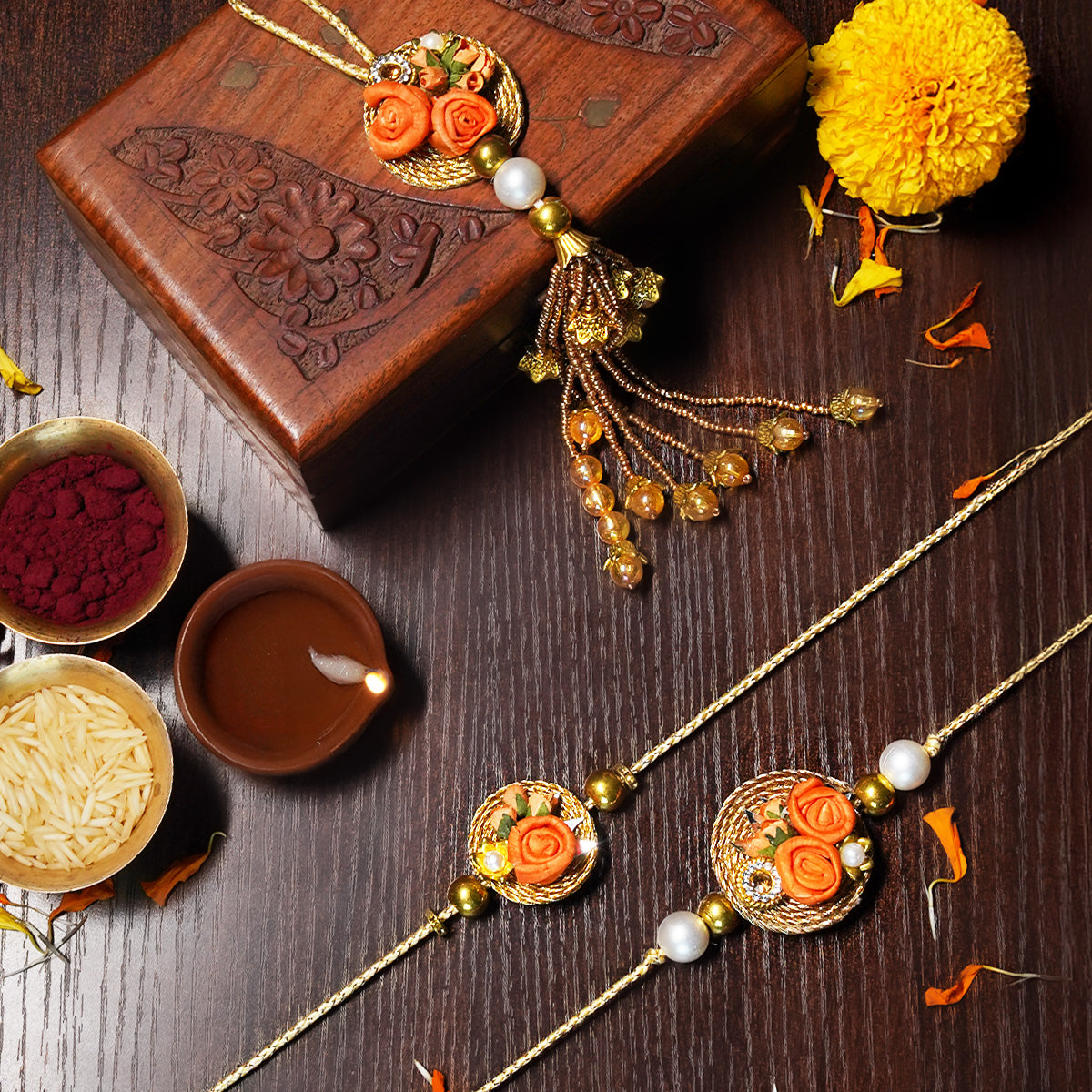 Gulbahaar Tangerine Rakhi - BROTHER