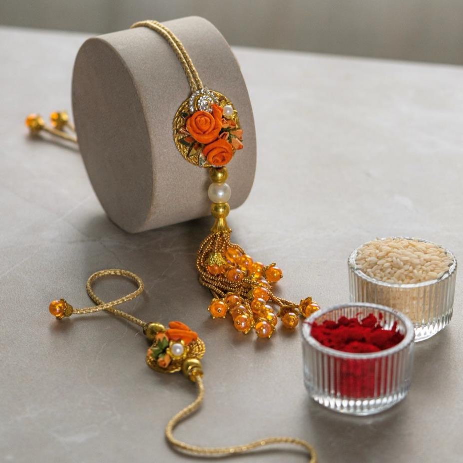Gulbahaar Tangerine Rakhi - COUPLE