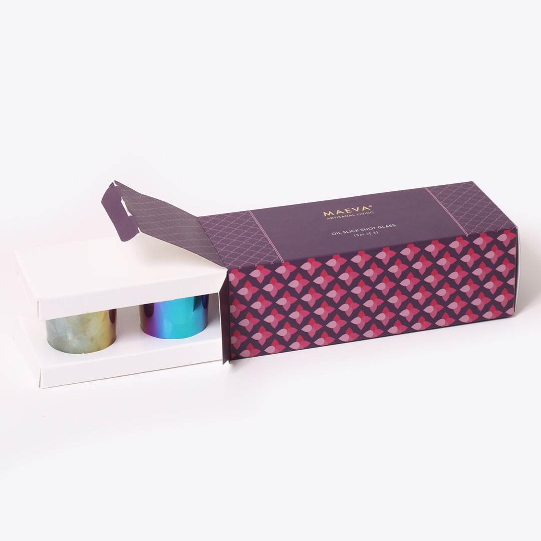 Anagha Iridescent Shot Glass Candle - Pack of 3