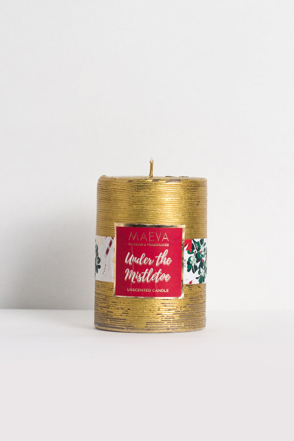 Golden Christmas Pillar Candle