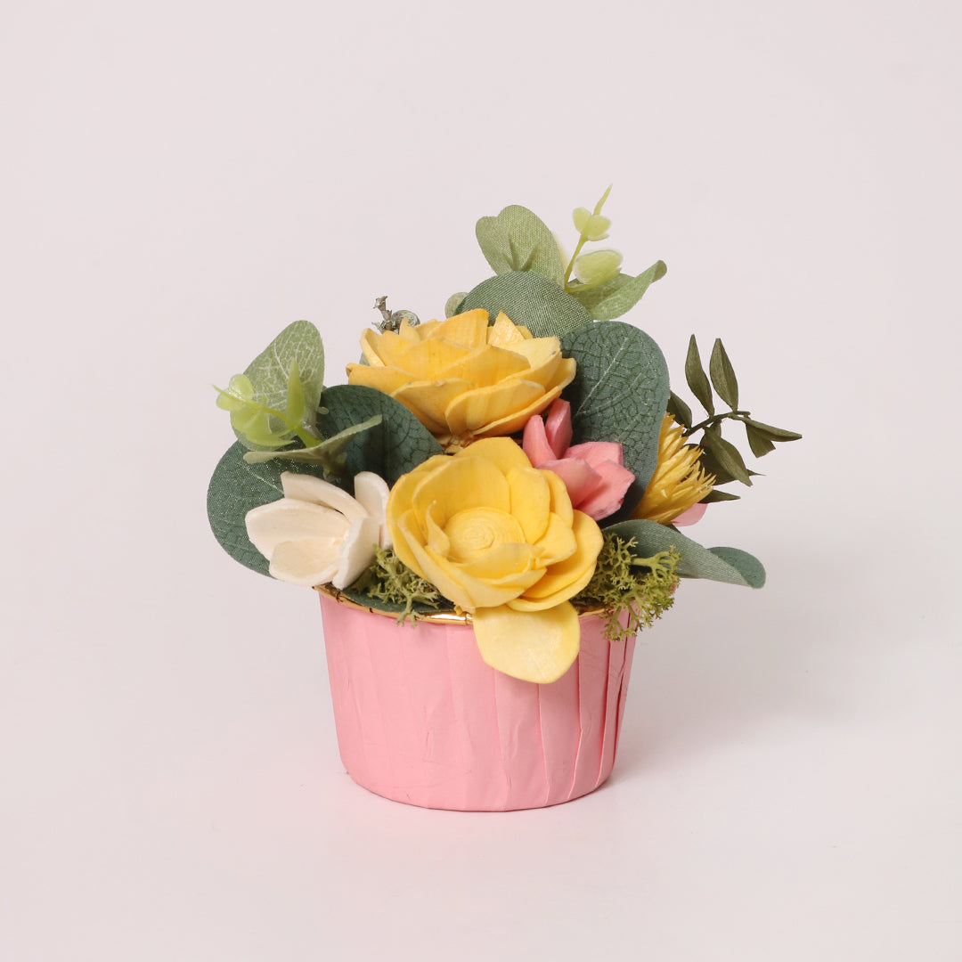Floral Cupcake Set of 2 | Dried Floral Arrangemnts Table Decor