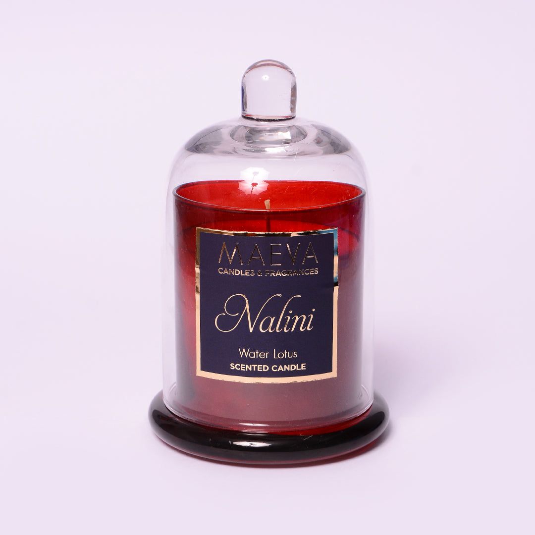 Nalini Red Cloche Jar Candle | Red Color Fragrance Candle | Bell Jar Candle for Diwali