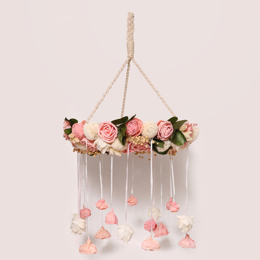 Pink Shola Rose Chandelier | Dried Flower Chandelier for Decoration