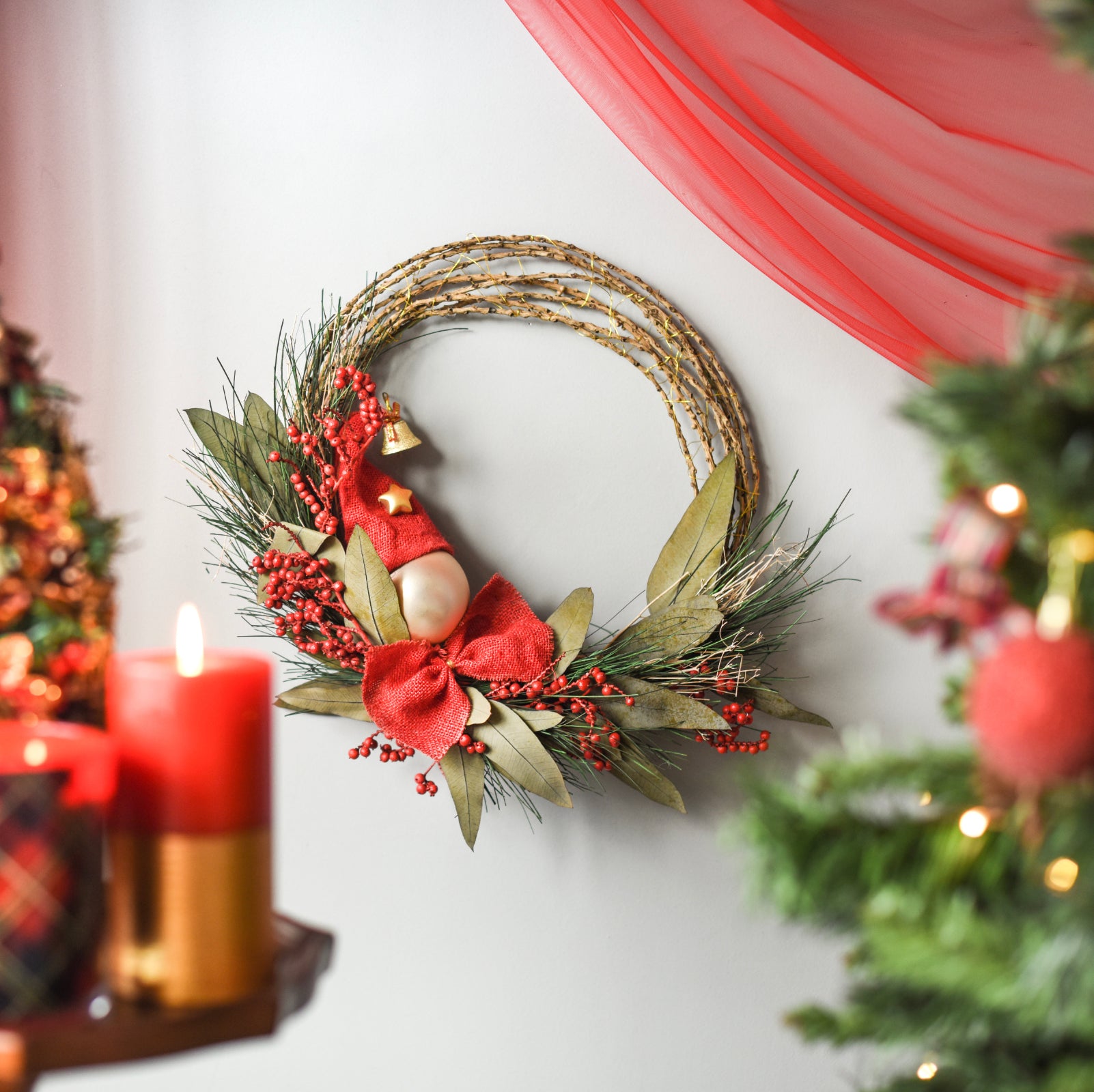 Buy Red Berry Christmas Wreath Online | Wall Decor | The Maeva Store