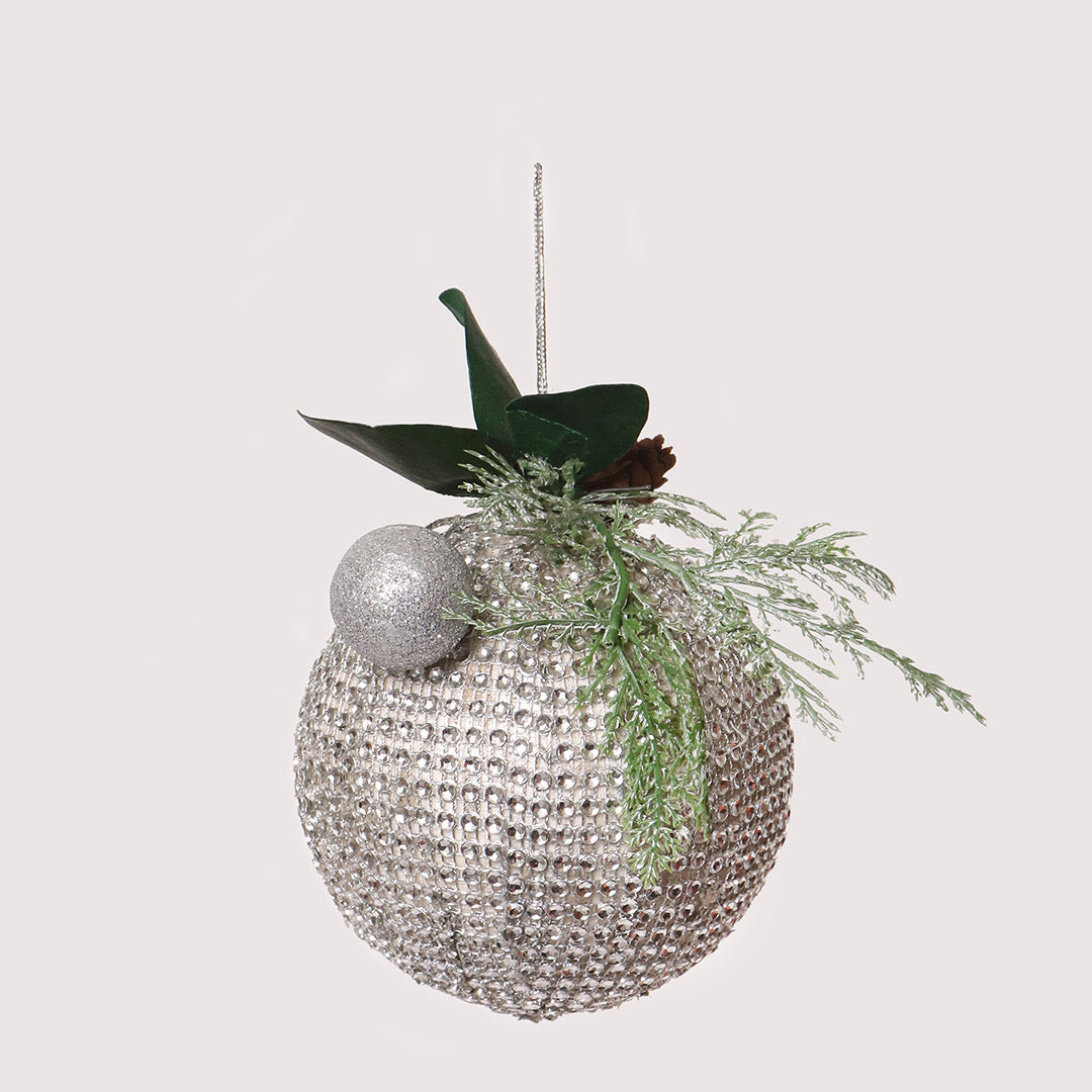 Silver Tone Bauble Decor | Xmas Tree Ornaments for Holiday & Christmas Decor