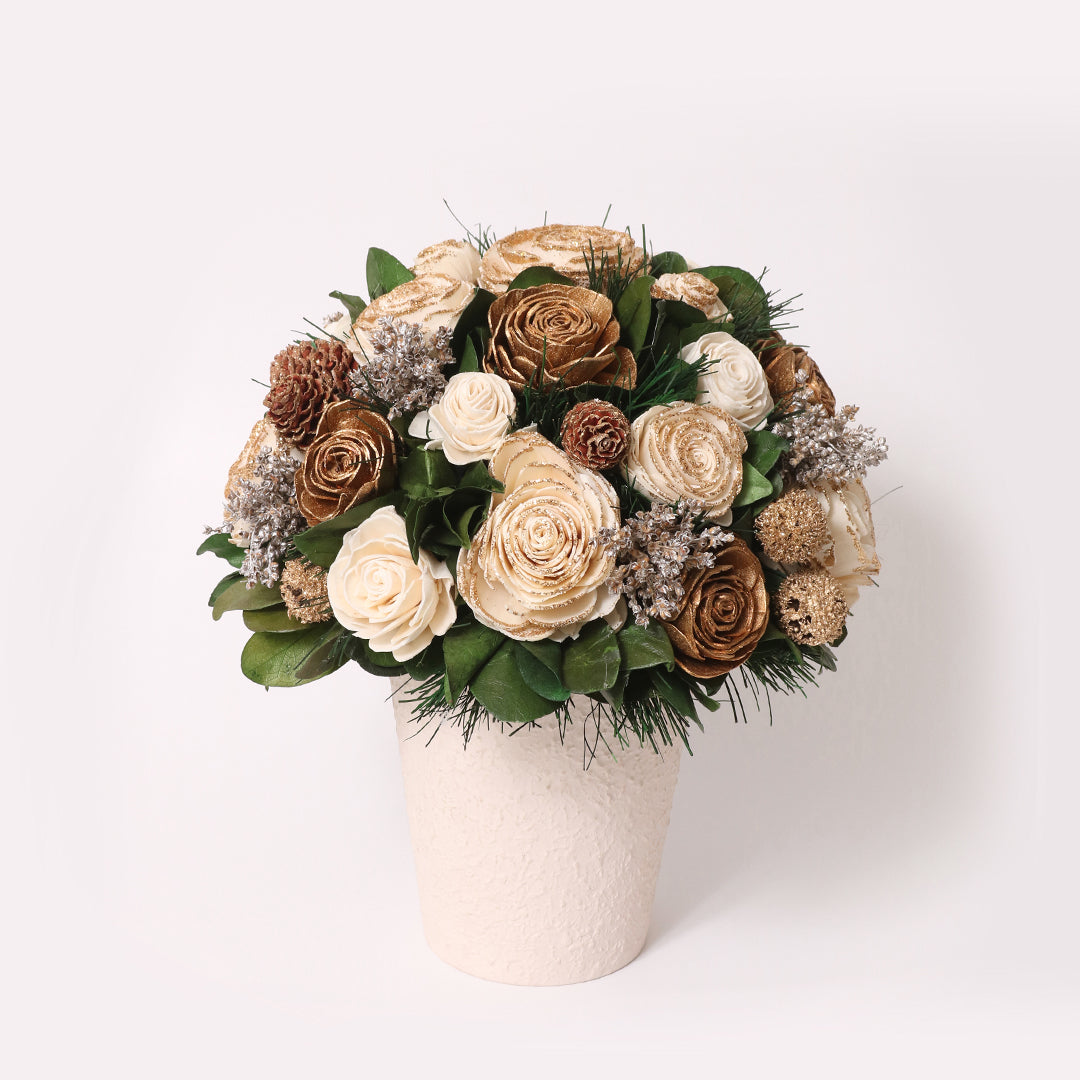 Beige & Gold Flower Pot