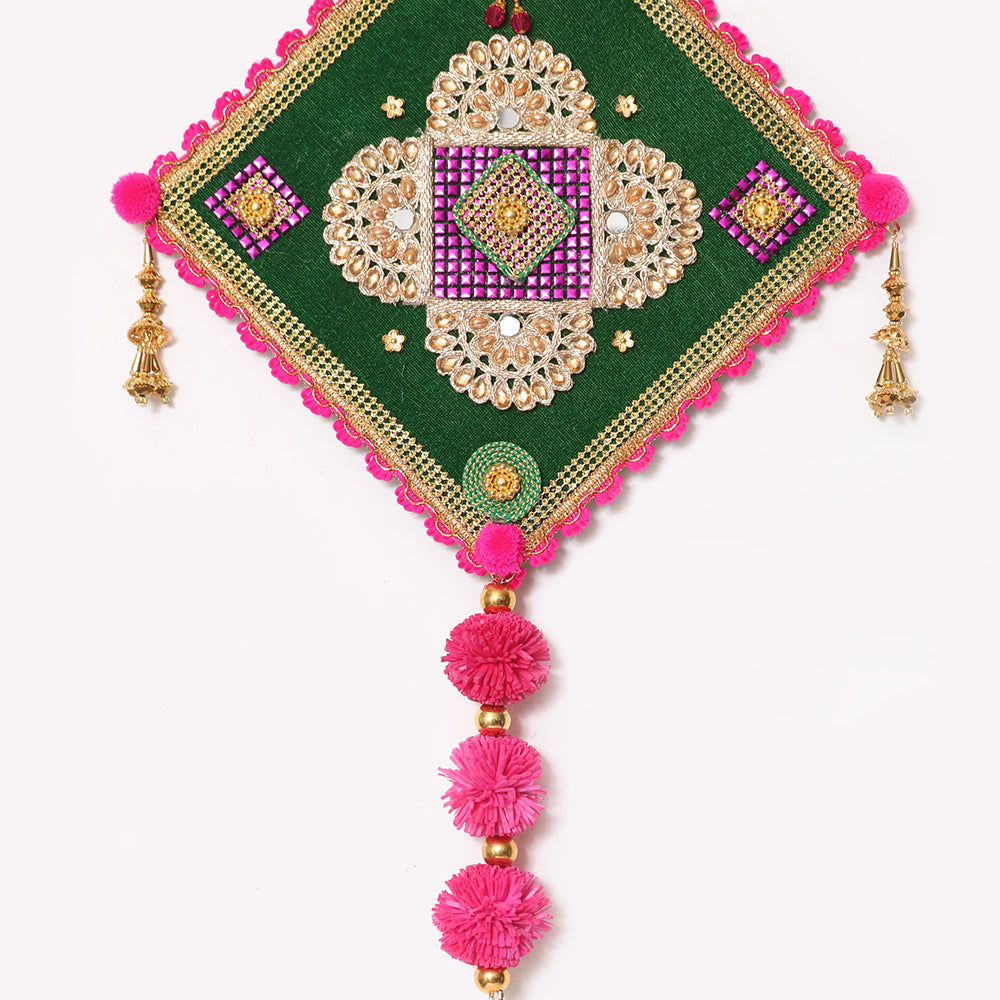 Embellished Green Door Hanging - Set of 2