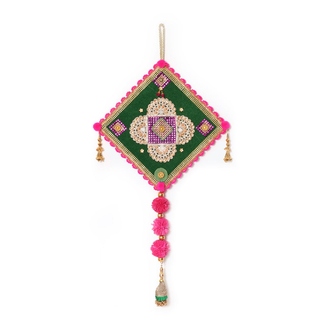 Embellished Green Door Hanging - Set of 2