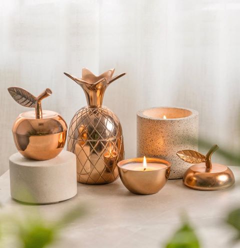 Metal candle fruit with apple and pineapple shape