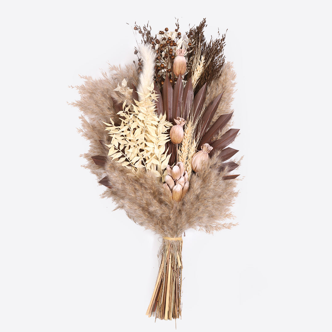 Handcrafted dried flower bundles in brown colour