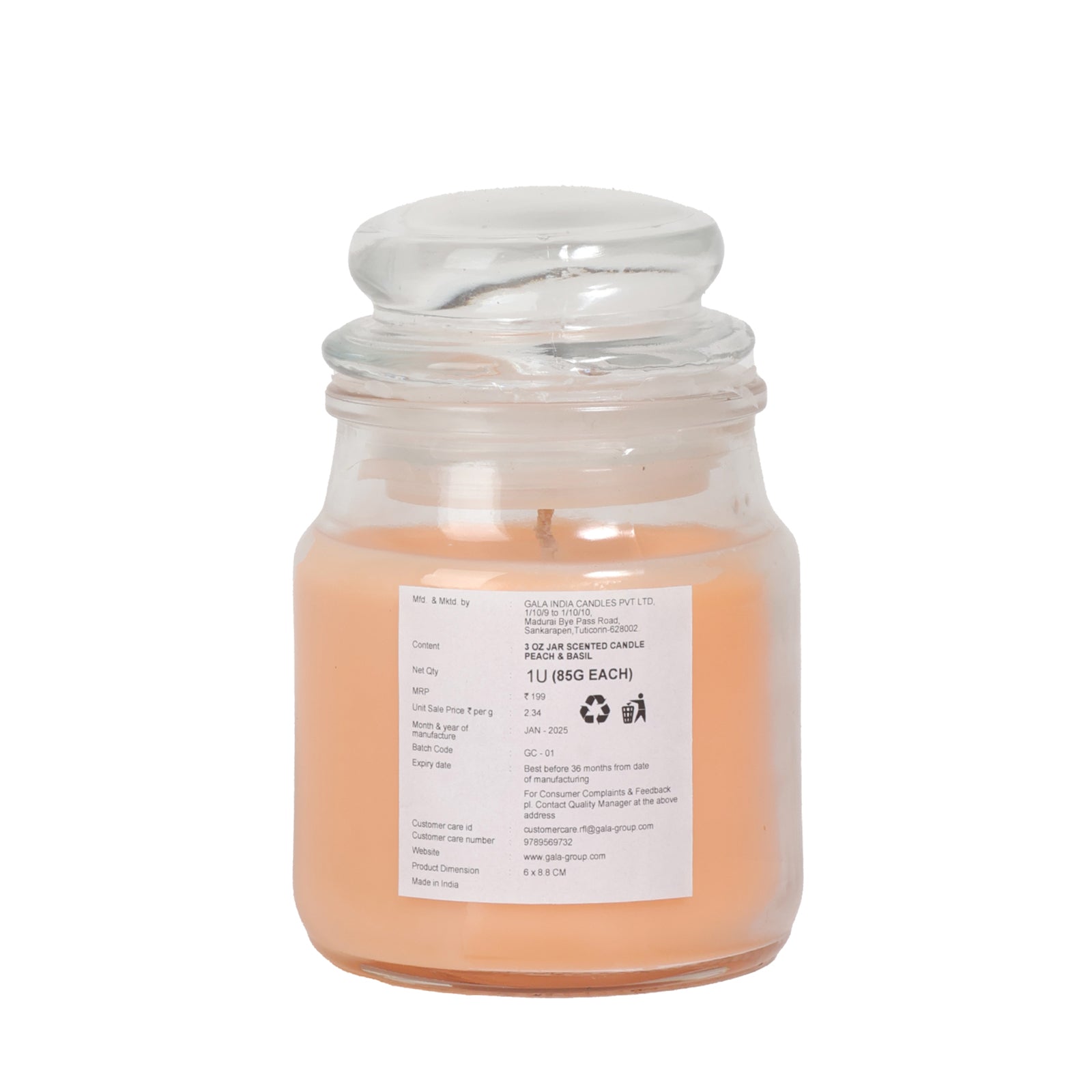 Peach and Basil Mini Jar Candle