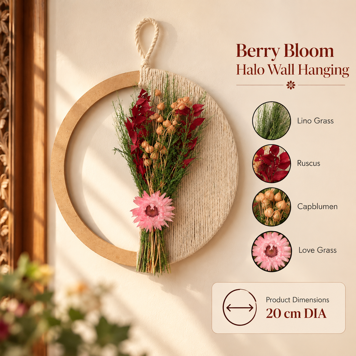 Berry Bloom Halo Wall Hanging