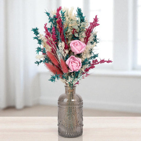 Grayscale Embossed Vase with Flowers