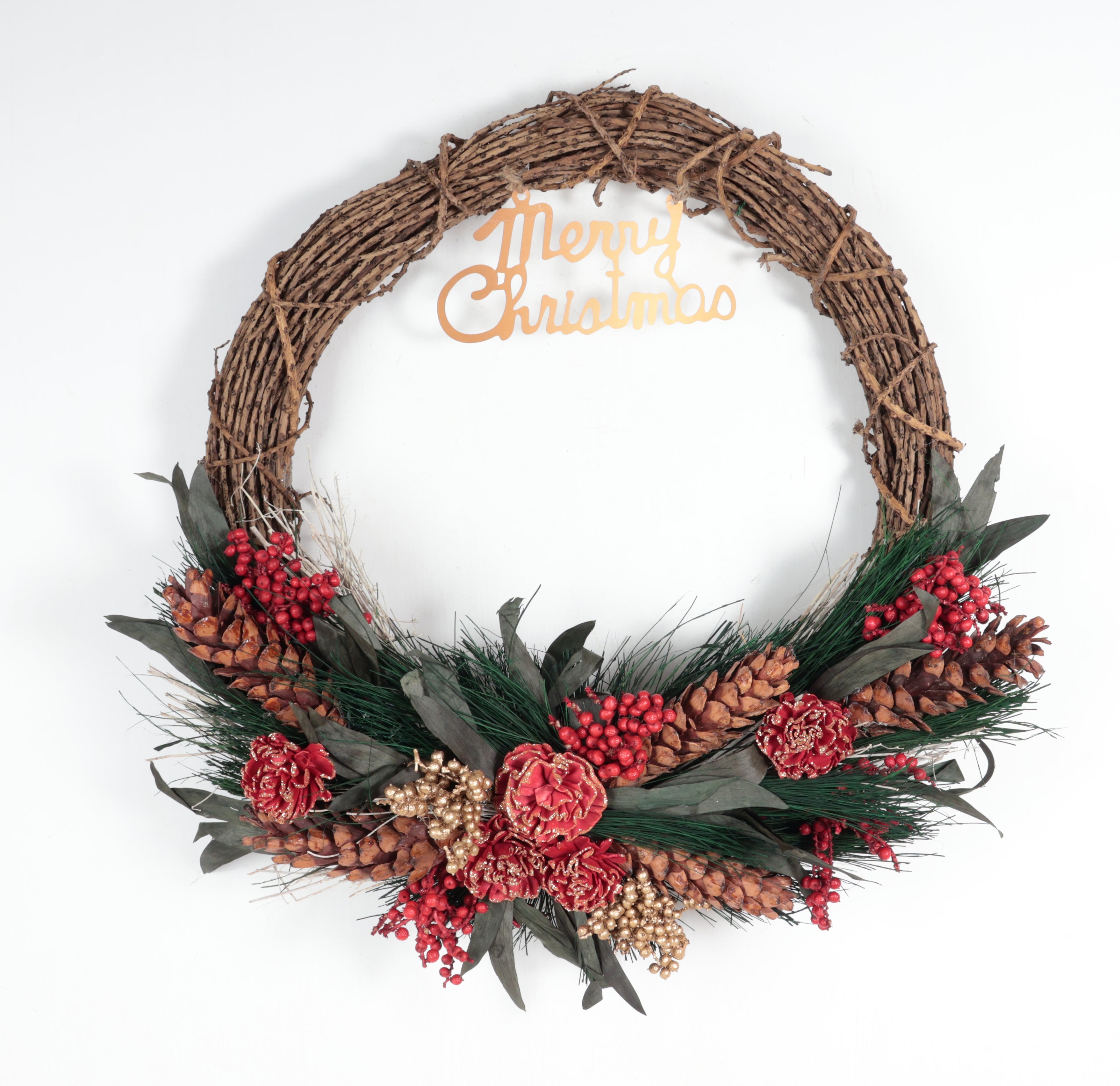 Pine Cone Lit Christmas Wreath