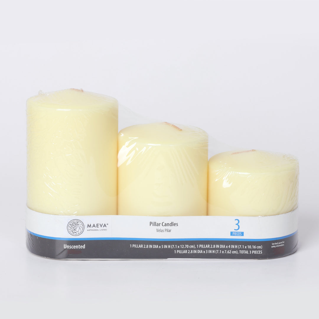 Ivory Pillar Candle Set of 3(BOGO) The Maeva Store