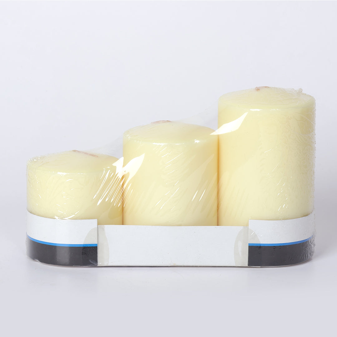 Ivory Pillar Candle Set of 3(BOGO) The Maeva Store