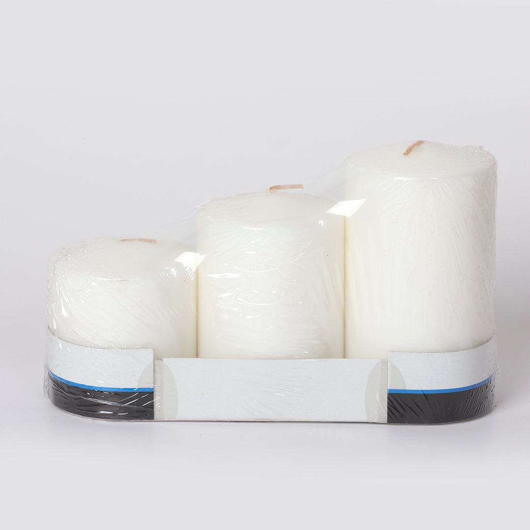 White Pillar Candle - Set of 3(BOGO)