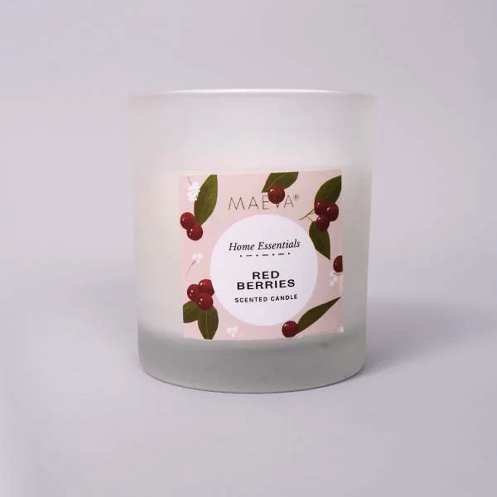 Red Berries Frosted Glass Candle
