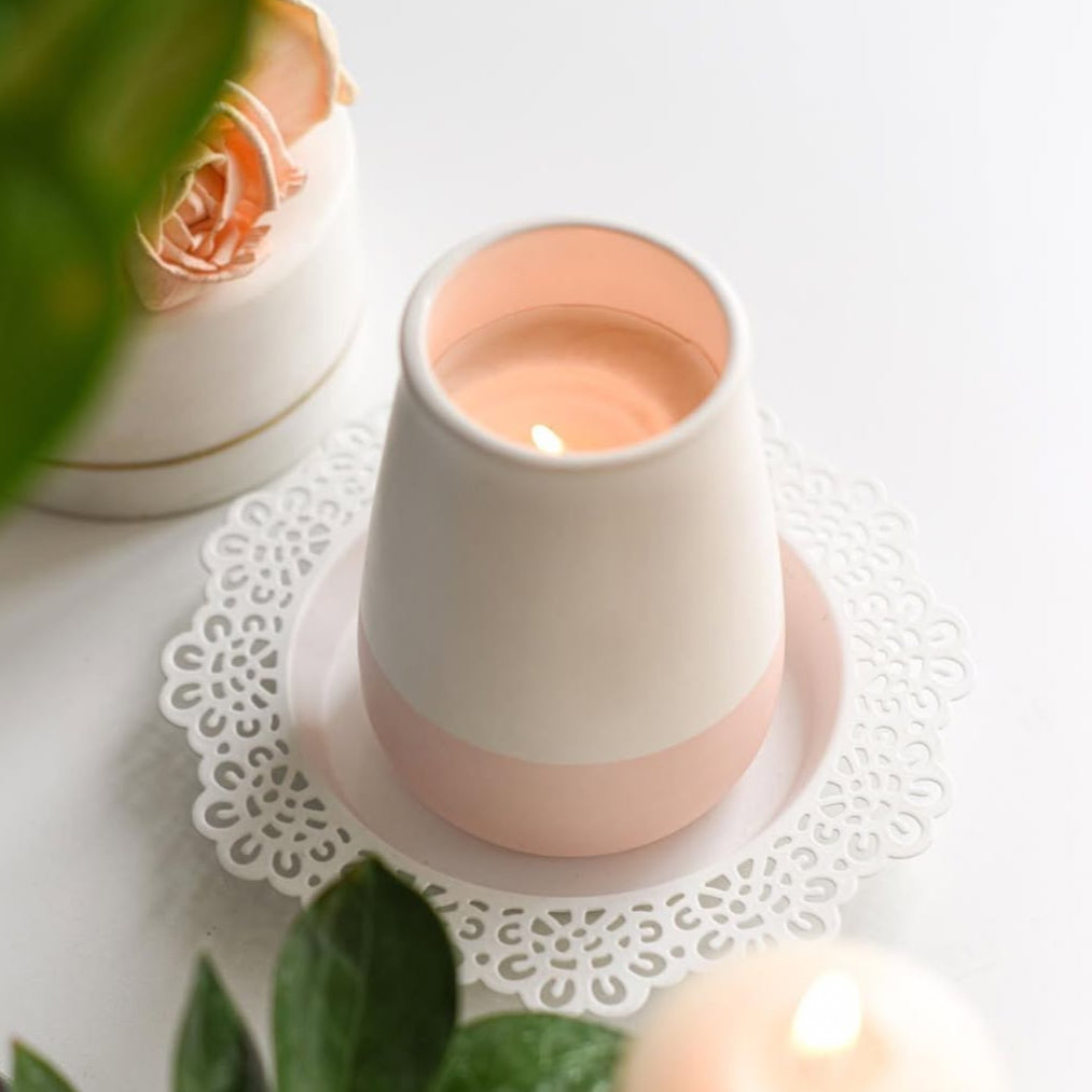 Pink Ceramic Scented Jar Candle
