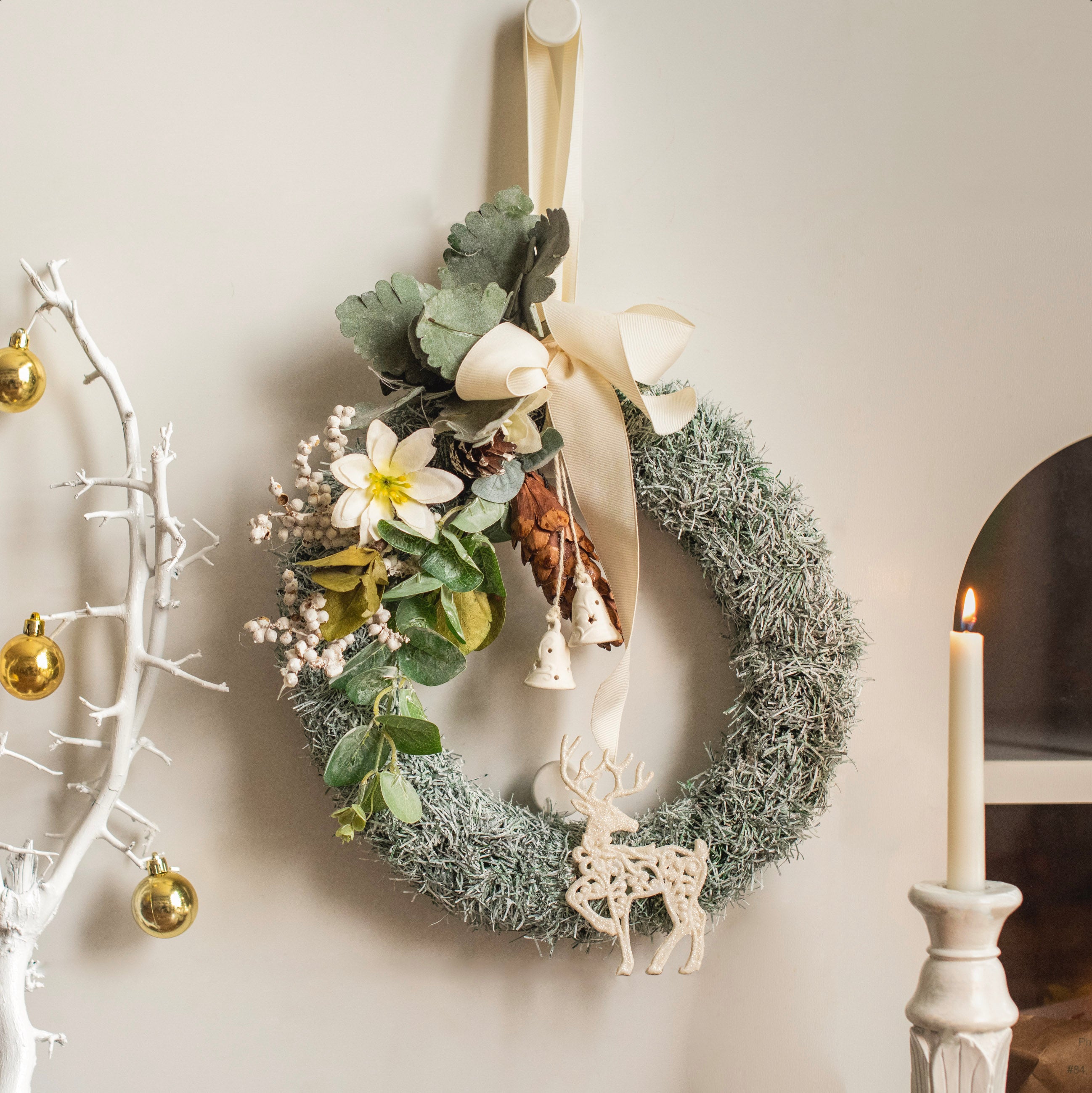White Ornament Christmas Wreath