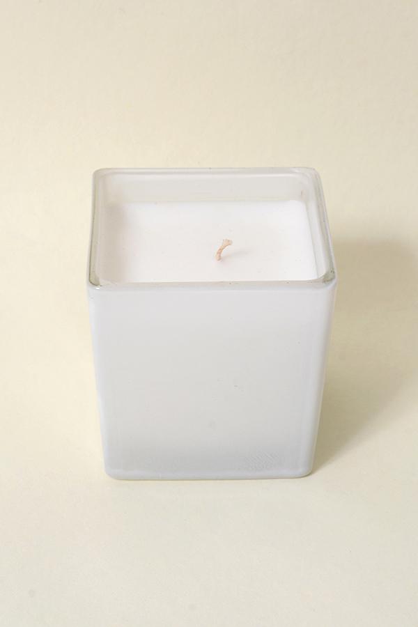 White Square Glass Candle