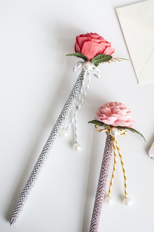 Shimmer Floral Pens - Set of 2