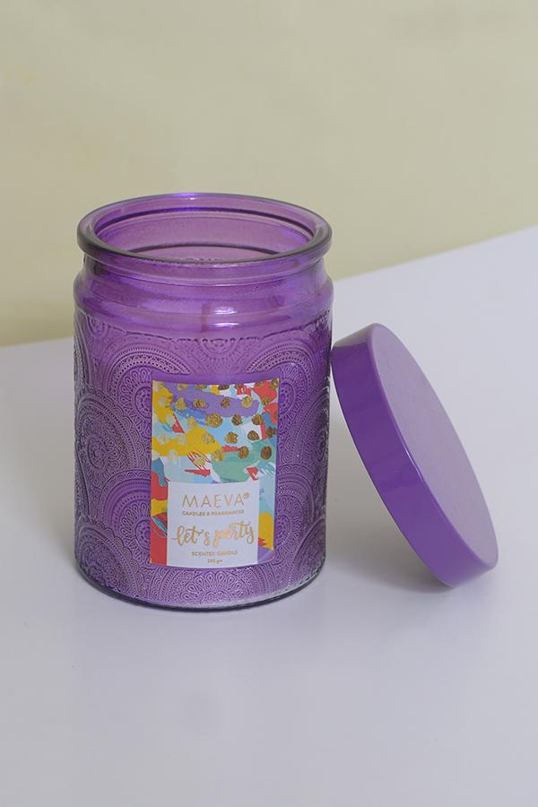 Purple Embossed Jar Candle