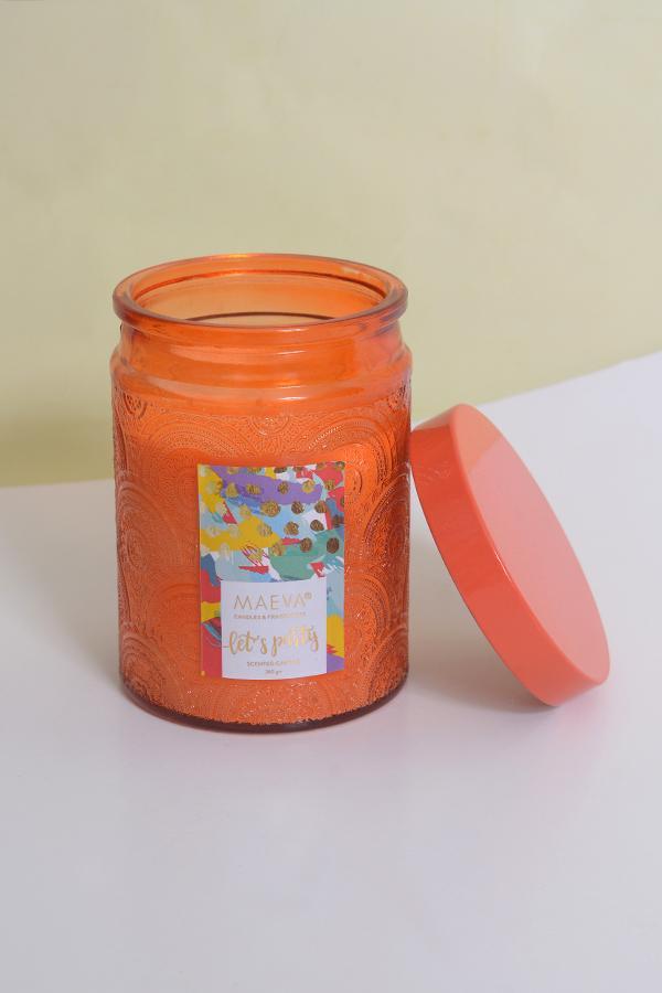 Orange Embossed Jar Candle