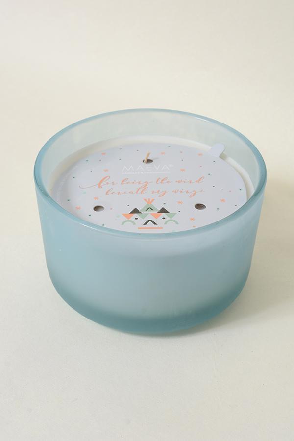 Blue Frosted 3-Wick Glass Candle