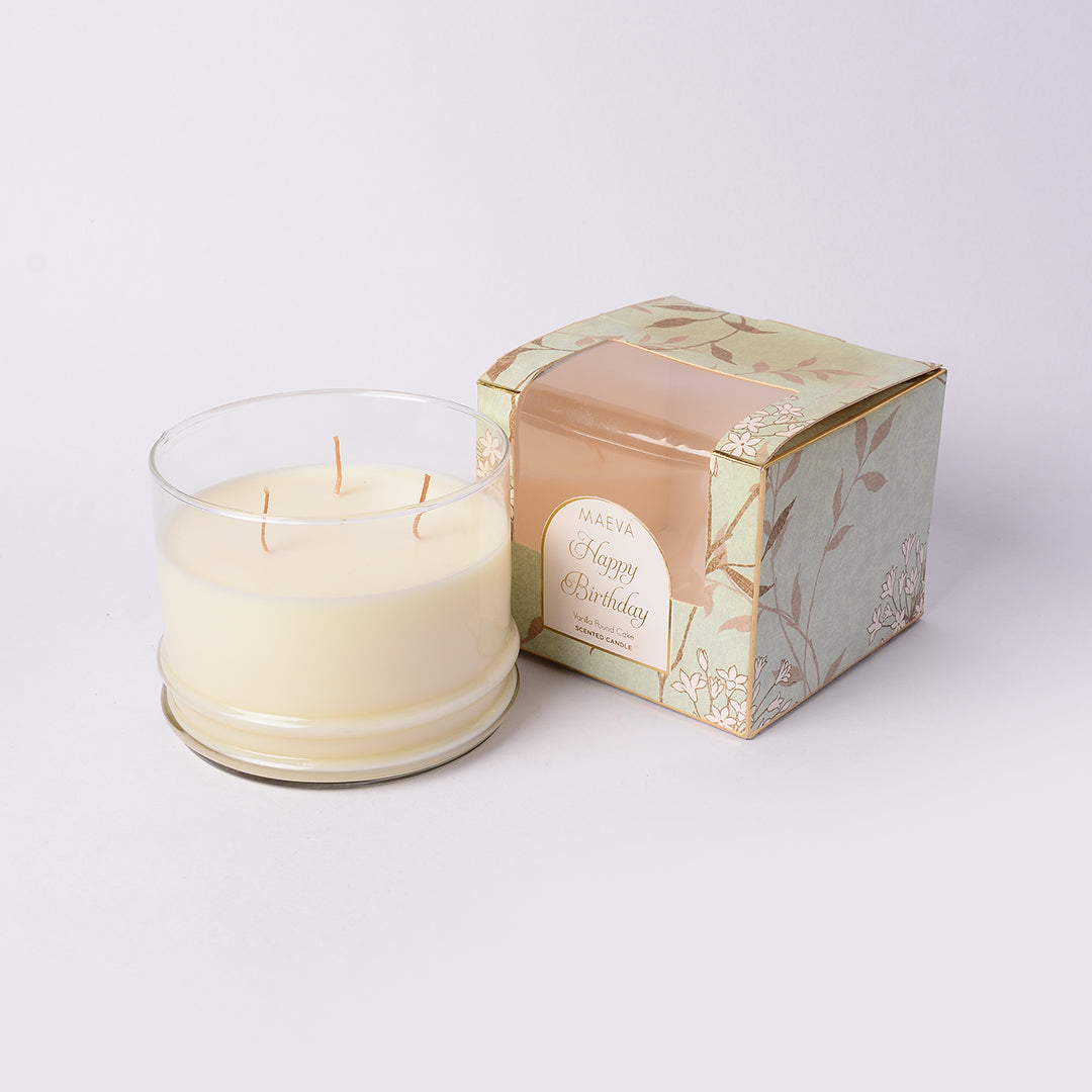 Birthday 3 Wick Glass Candle | Adorable Candle Gift Hamper for Birthday Celebration | Premium Scented Small Glass Candle