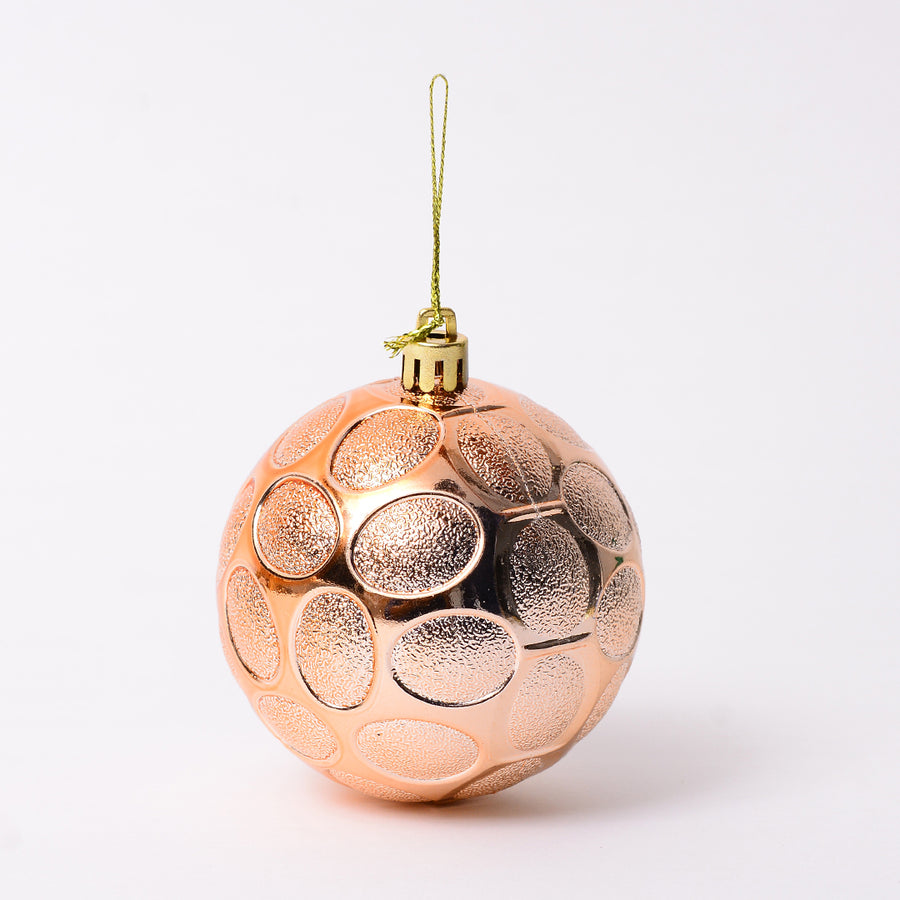 Rose Gold Embossed Bauble Decor - Set of 2