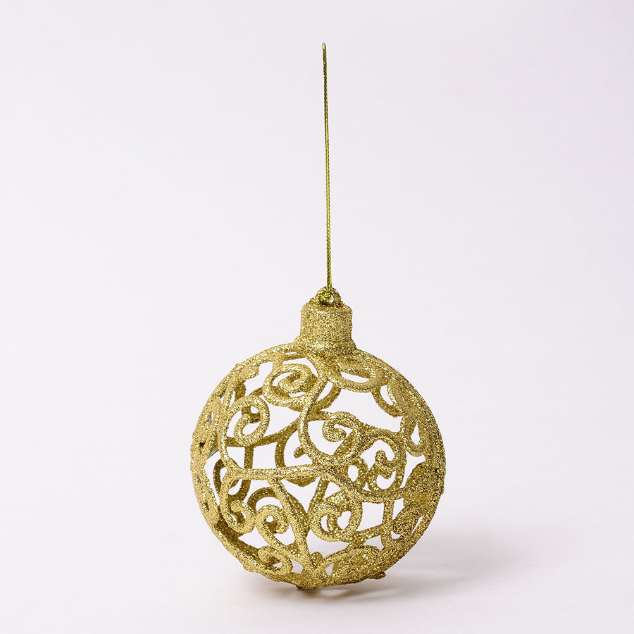 Golden Glitter Bauble Decor - Set of 2