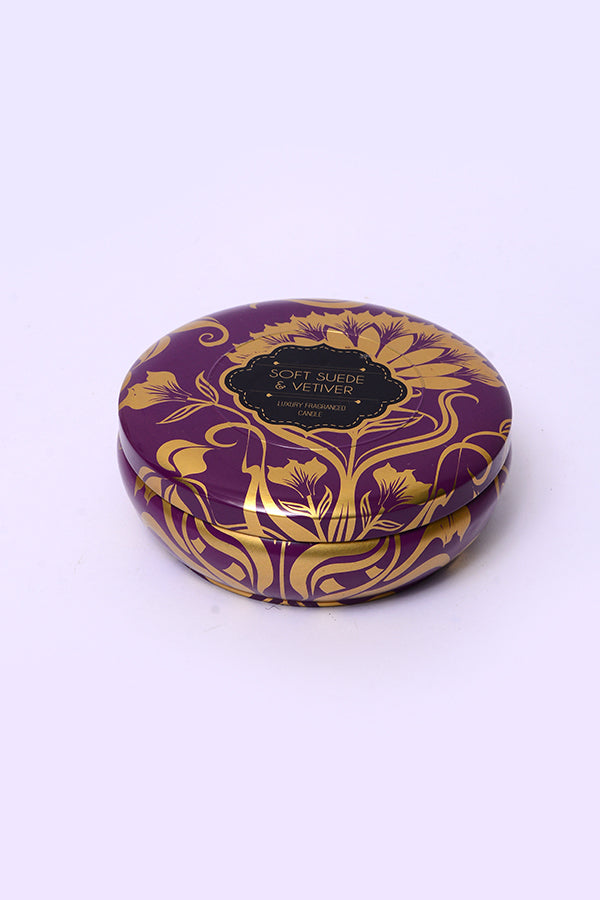Soft Suede & Vetiver Scented Tin Candle