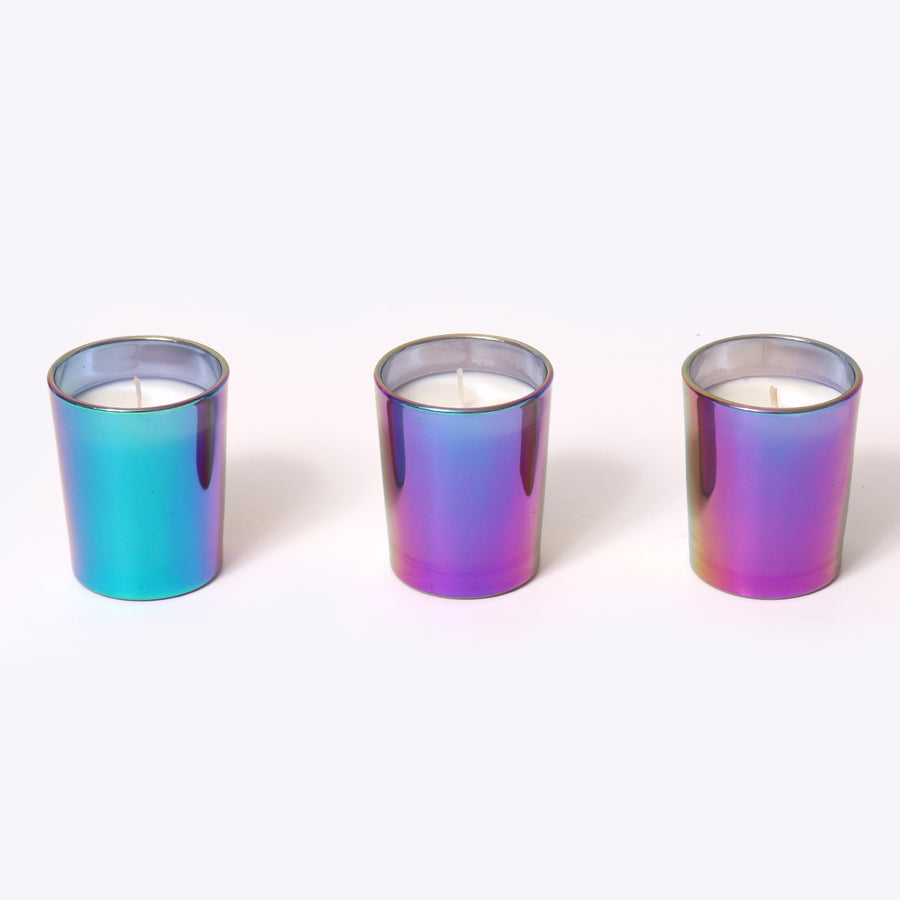 Anagha Iridescent Shot Glass Candle - Pk of 3
